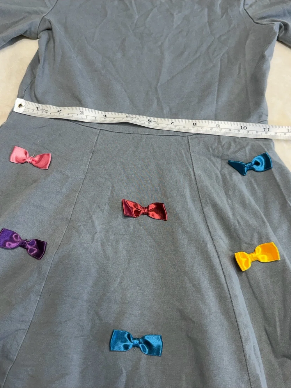 Hanna Andersson Slate Blue Dress with Multi-Color Satin Bows
